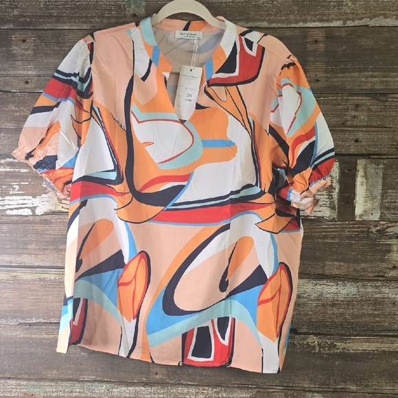 Soul Of Curves, Colorful Abstract Print Blouse, Womens Plus 2X, NWT - Picture 1 of 5